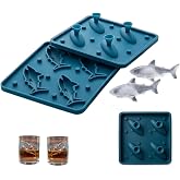 Saewrty Shark Silicone Ice Mold, Cute Shark Ice Cube Tray (Blue) | BPA Free Reusable &amp; Easy Release Ice Cube Molds for Whiskey Cocktails, Fun Novelty Ice Trays for Freezer
