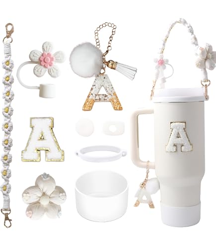 JINGSEN Stanley Cup Accessories Bling Bling Set – Includes Straw Cover, Silicone Cover, Handle Strap & Charms - View #2