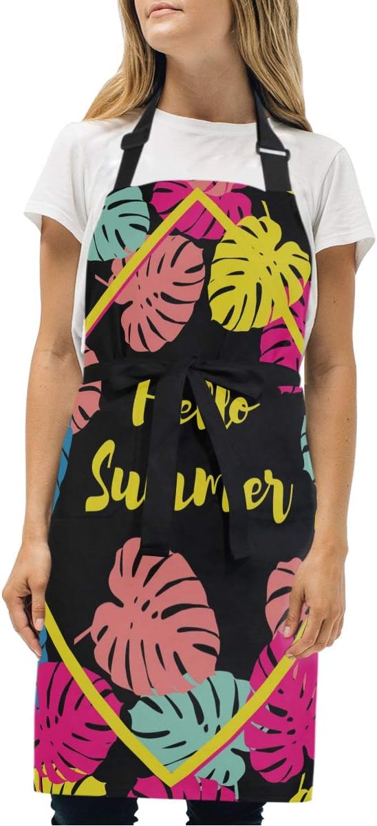 FAJRO Kitchen Apron Colorful Palm Trees for Cooking, Baking, Crafting, Gardening & BBQ