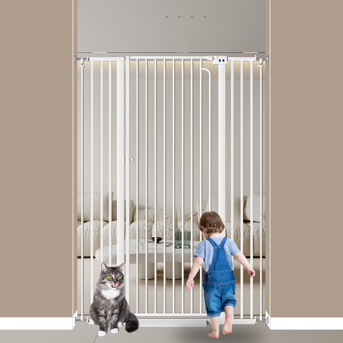 Photo 1 of ** MISSING HARDWARE*-*
57" Extra Tall Cat Gate for Doorway,29.5-43.3" Width, Extra Tall Baby Gate Tall Dog Gate Wide Baby Gate Safety,Narrow Auto-Close for Indoor Stairs, Doorways, and Kitchen