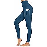 BeautiQueoos Womens High Waist Yoga Pants with Pockets, Tummy Control Workout Running Yoga Leggings
