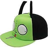 Invader Zim Baseball Cap, Gir Adult Snapback Hat with Flat Brim and 3D Ears and Eyes, Multi, One Size