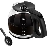 12 Cup Coffee Carafe Replacement Mr. Coffee Coffee Pot, Compatible with PLD12 PLD12-RB Series 12 Cup Coffee Pot, Black Handle
