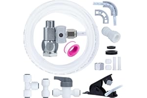 YUHX Refrigerator Water Line Kit Connection and 1/4 Compression Ice Maker Installation Kit,1/4" OD Tubing with Quick Connect for Fridge IceMaker RO Systems Water Filters Faucet,+Feed Water Adapter 25ft