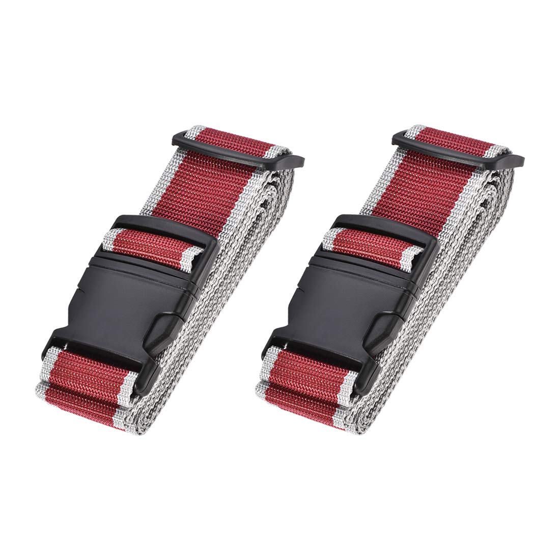 sourcing map Luggage Straps Suitcase Belts with Buckle Label, 2Mx5cm Adjustable PP Travel Bag Packing Accessories, Red Gray 2Pcs