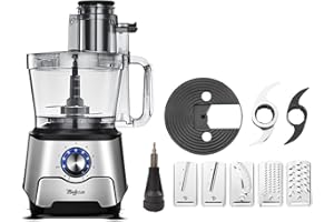 Magiccos 14-Cup French-Fry-Cutter Storage-Drawer Food-Processors - Large Feed Chute, Built-in Storage Drawer, Cheese Grating,