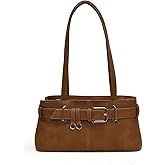 JYG Shoulder Bag for Women Vintage Y2K Hobo Purse with Belt Buckle Small PU Leather Underarm Satchel Handbag