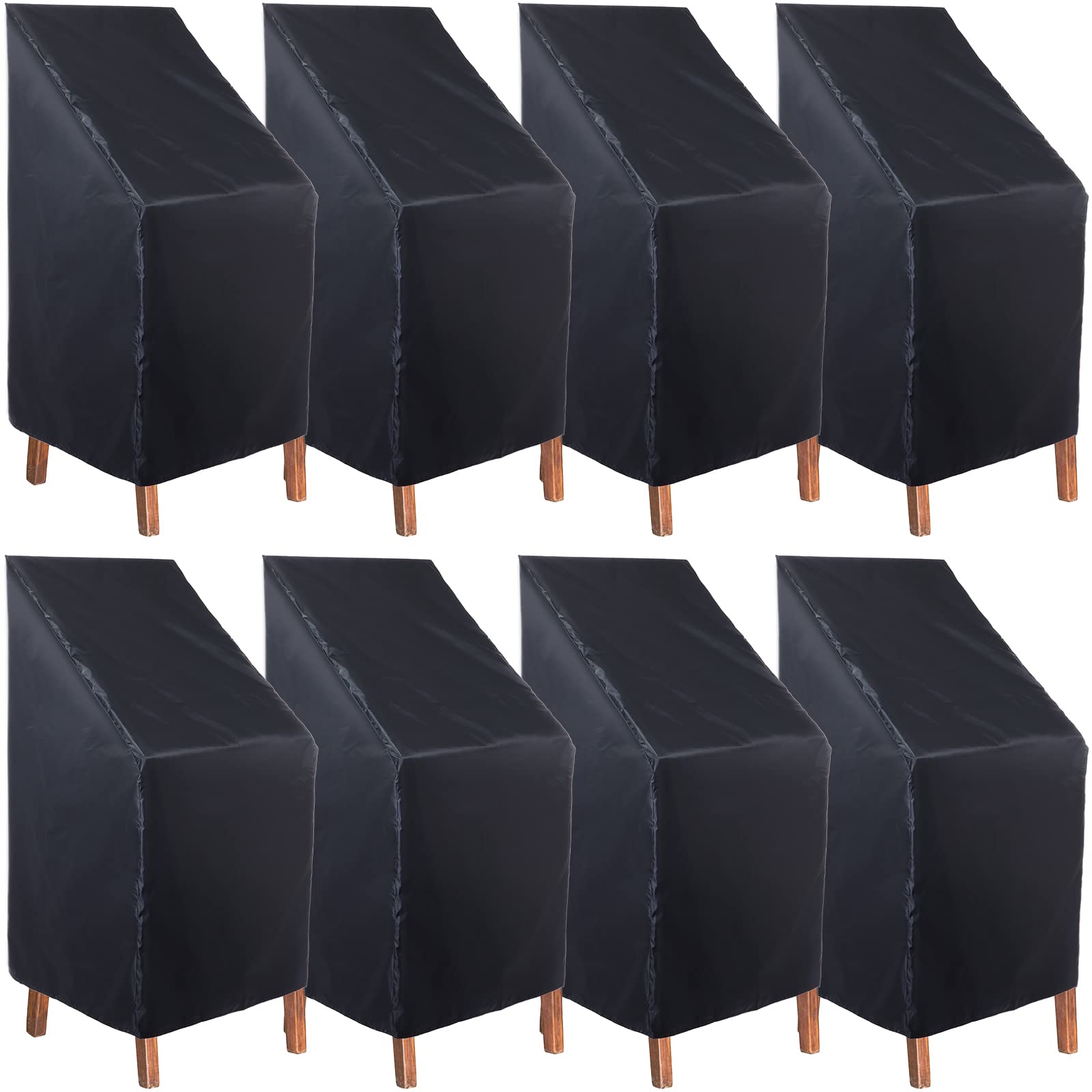 Photo 1 of Woanger 8 Pcs Black Patio Chair Cover Outdoor Chair Cover 210D Oxford Cloth Waterproof Stacking High Back Patio Furniture Protection with Storage Bag for Protecting Furniture 25 x 25x 47inch