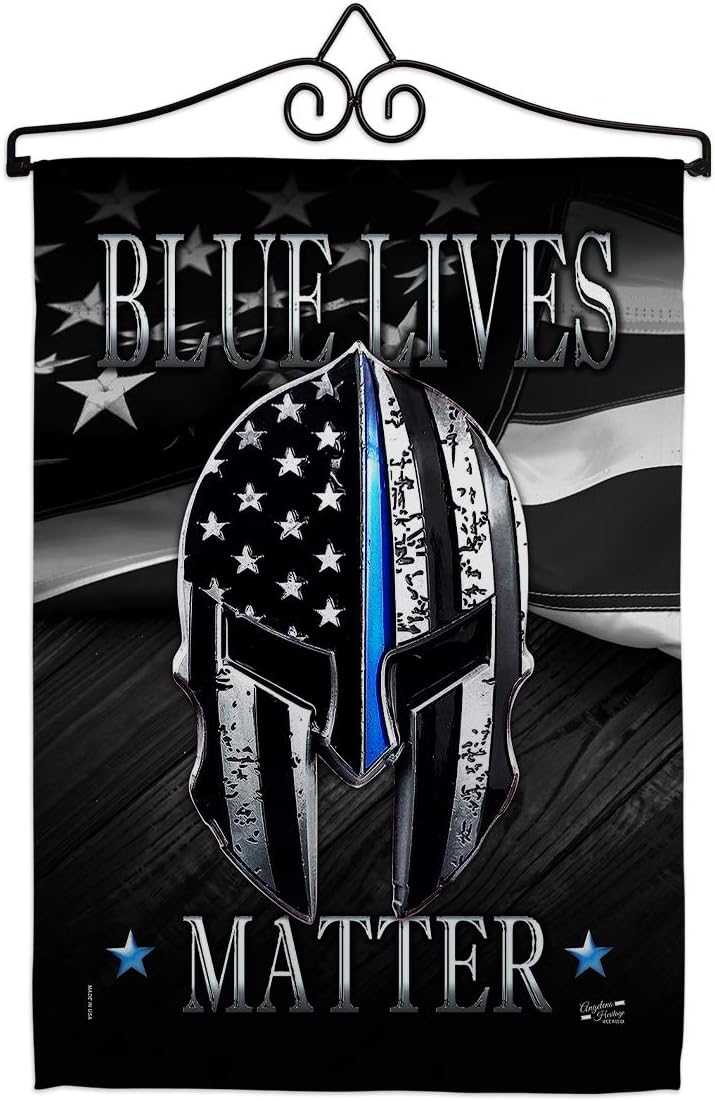 Angeleno Heritage Blue Live Matter Garden Flag Set Wall Hanger Armed Forces Police Cop Law Enforcement Sheriff Officer Line Support House Decoration Banner Small Yard Gift Double-Sided, Made in USA