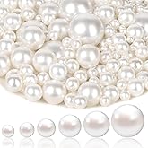 Tidponra 1470PCS Pearls for Crafting, Assorted Sizes Ivory No Hole Pearl Beads,Fake Pearls, Bulk for Floating Candles, Decoration, Vase Filler and Centerpieces
