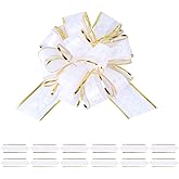6 PCS Large Pull Bows,6 inches Gift Bows for Gift Basket, Gift Bag Box Wrapping Decor, Valentines Day, Birthday, Anniversary, Wedding, Florist Packaging (White)