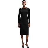 Anne Klein Womens Long Sleeve Strong Shoulder Midi Dress