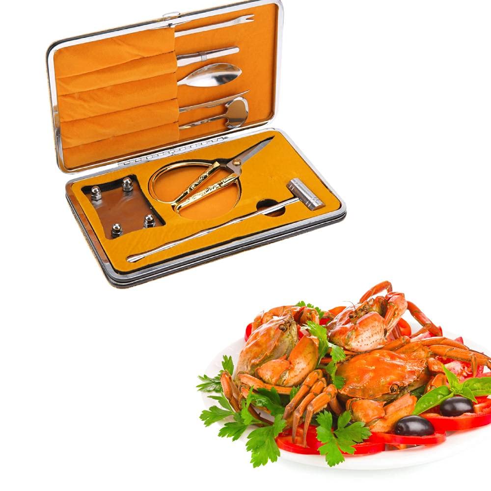 8Pcs Seafood Tool Set, Lobster Crab Nut Cracker Opener Tool Set Stainless Steel Seafood Claw Forks/Picks Set Gift with Package Box