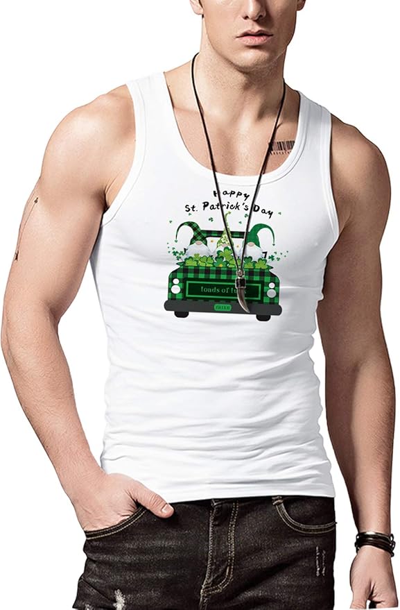 Gnomes and Truck Men Tank Top Sleeveless White Workout
