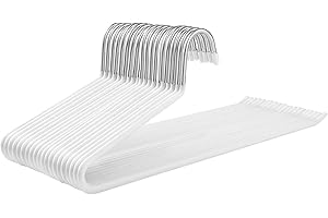 SONGMICS 20-Pack Trousers Hangers, Metal Scarf Hangers, Non-Slip, Space-Saving, 38 x 0.5 x 13 cm, White UCRI004WT-20