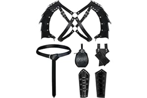 DARFULA Medieval Knight Mens Leather Belt Shoulder Renaissance Viking Armor Faux Leather Arm Retro Accessories