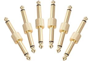 OTraki 6 Pack Guitar Pedal Connector 1/4 inch Effect Pedal Coupler Guitar Connector Gold Planted 6.35mm Male to Male Straight Type Plug Electric Guitar Pedalboards