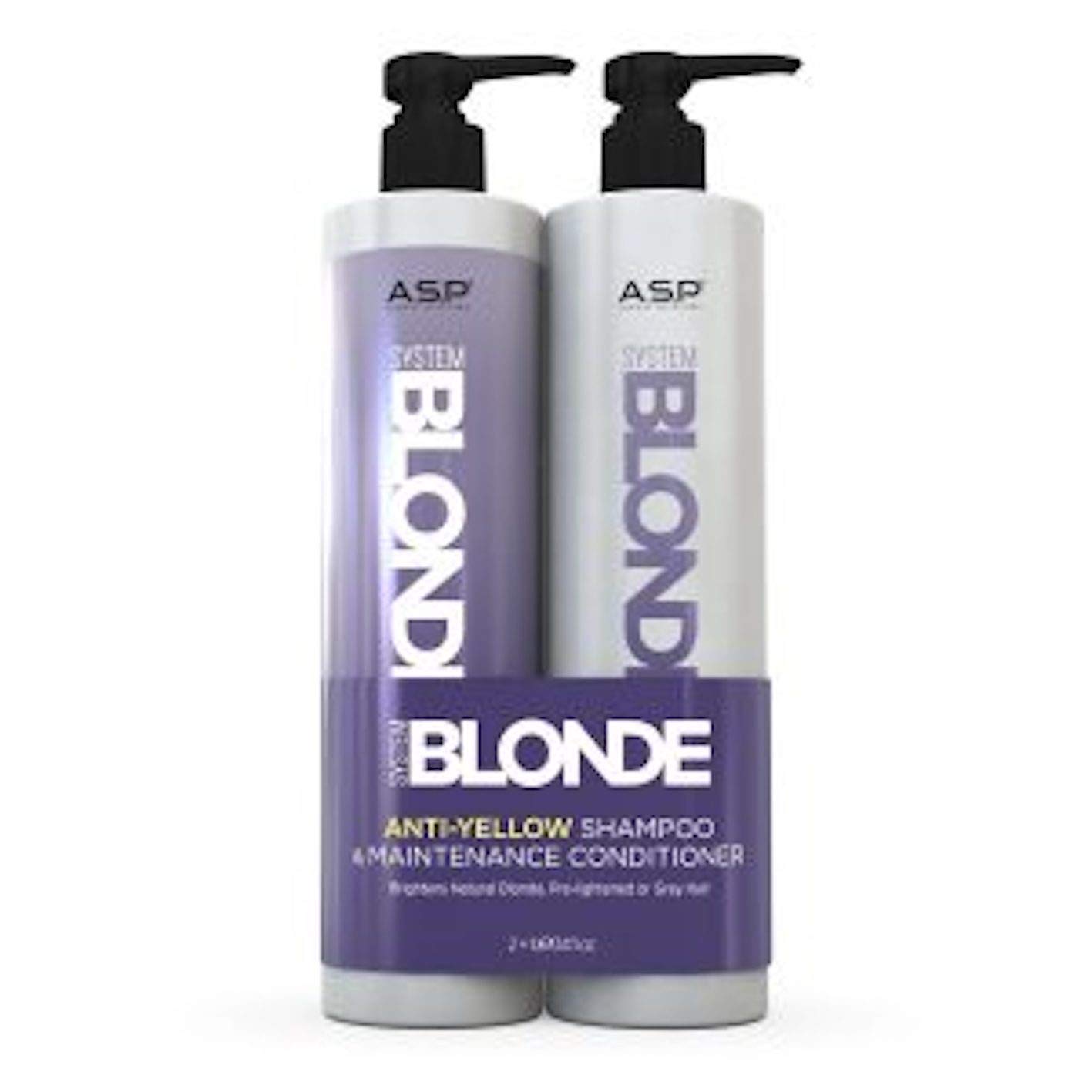 ASP Luxury Haircare System Blonde Anti Yellow Shampoo and Conditioner 1 litre Set