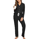 Veseacky Women Ribbed Knit Pajamas Set Lounge Set 2-Piece Warm Sleepwear Nightwear Soft Fleece Pjs Set S-XXL