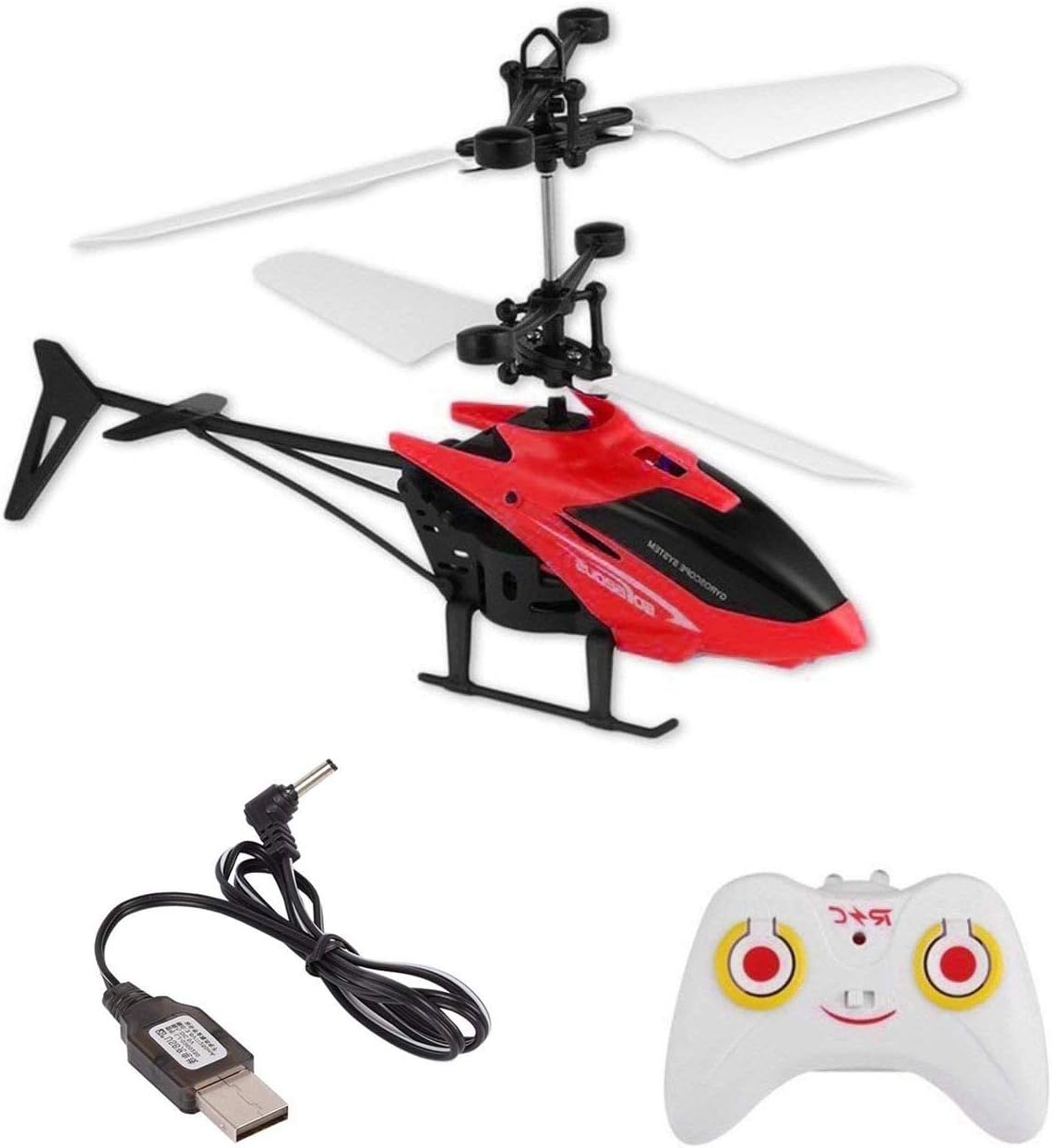 Gencliq Kids Induction Type 2-in-1 Flying Indoor Helicopter with Remote (Red, Medium)