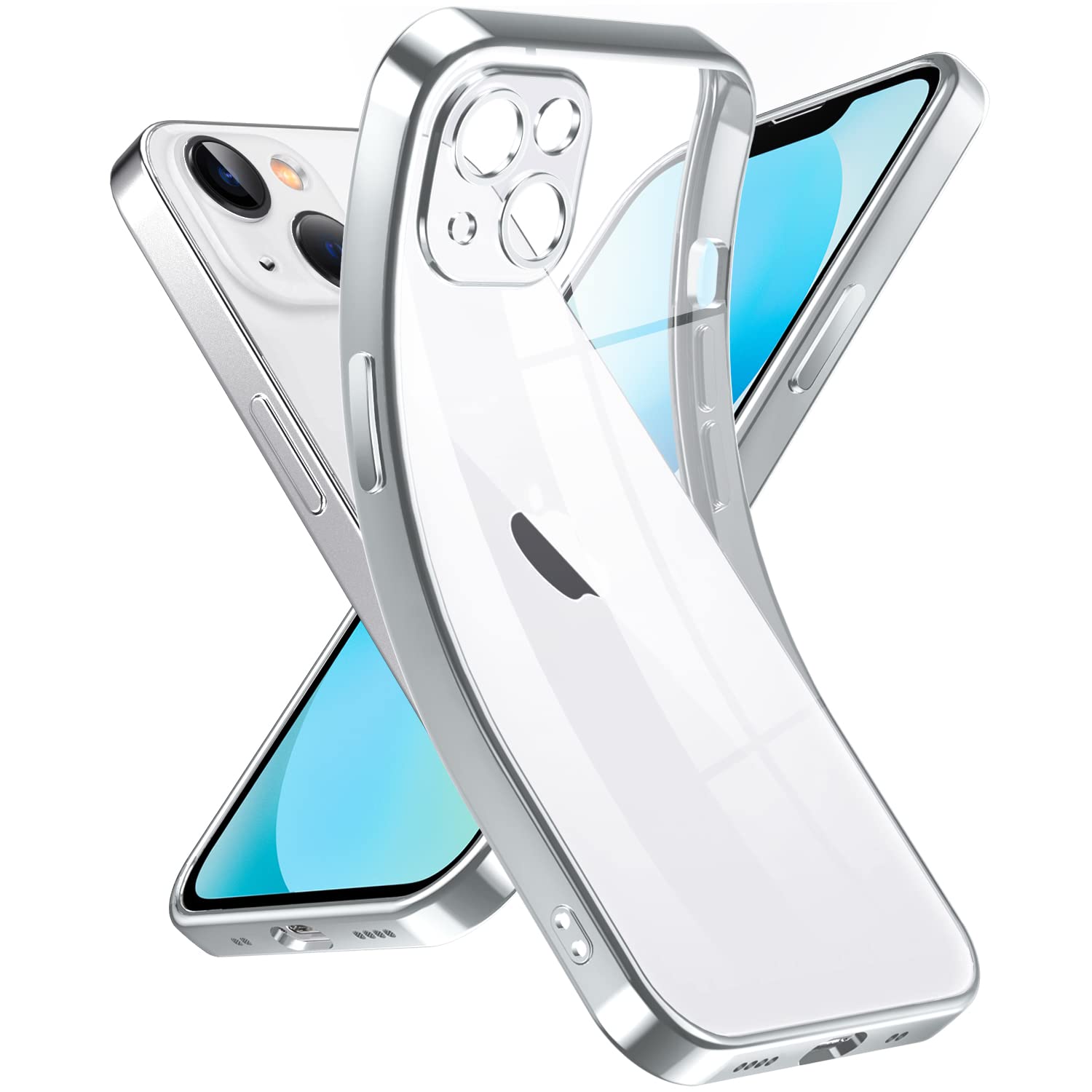 Supdeal Crystal Clear Case for iPhone 13 Mini, [Never Yellow] [Camera Protection], Thin Slim Fit Transparent Soft Silicone Phone Protective Case Cover, 5.4 Inch, Silver