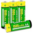 JINTION AA Rechargeable Batteries, Double A Ni-MH High Capacity 1.2V 1500mAh Pre-Charged AA Solar Battery for Solar Lights String Lights Remotes Toys, 4 Pack