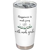 BEHIFL Funny Mahjong Gifts Tumbler for Women Men Stainless Steel Tumbler with Lid and Straw 20oz, Mah Jong Gifts for Mahjong Lover Travel Coffee Cup