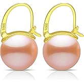 HUGE TOMATO Elegant 925 Sterling Silver Pearl Drop Earrings for Women, 14K Gold Plated Dangle Stud Earrings, Hypoallergenic Large Pearl Hoop Earring dangling 12mm