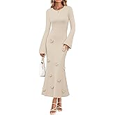 ZESICA Winter Wedding Guest Sweater Dresses for Women 2026 Elegant Formal Long Sleeve Cocktail Midi Dress