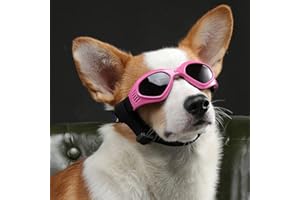 PEDOMUS Dog Goggles Dog Sunglasses Small Adjustable Strap for UV Sunglasses Waterproof Protection for Dogs (PINK)