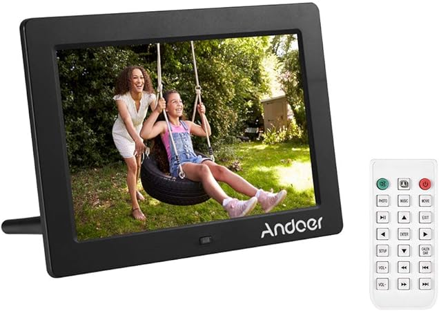 Amazon Andoer デジタルフォトフレーム 8インチ 1280 800解像度 Ips広視野角 液晶 カレンダー 時計 アラーム 自動オンオフ 写真音楽動画再生 リモコン付き Sdカードは32gbまで対応 彼氏 彼女 家族 友達などに 理想なプレゼント 祝日 誕生日 装飾用 ブラック デジタル