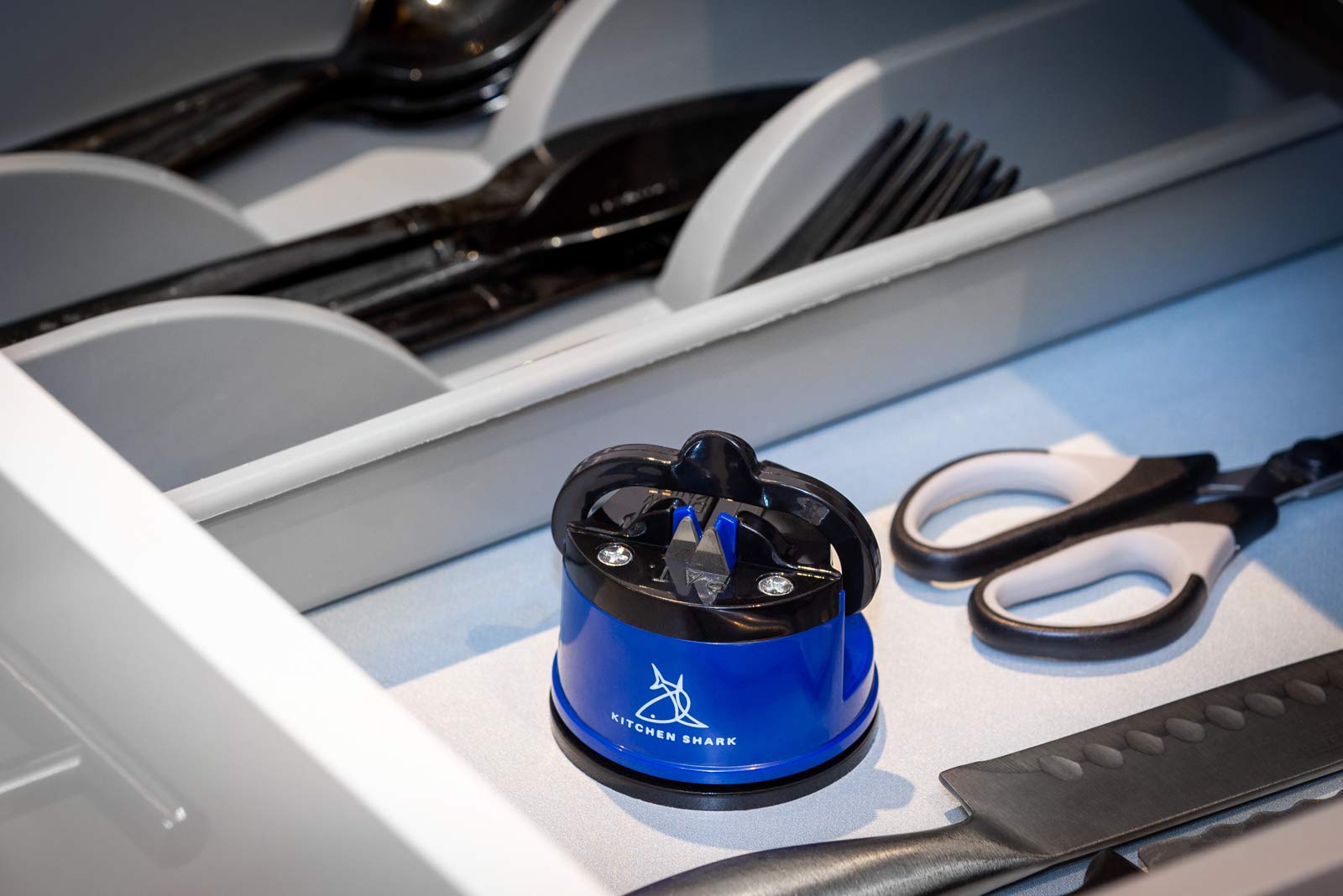 Kitchen Shark Knife Sharpener with Safety Non-Slip Suction Grip Base | These Knife Sharpeners Will Revive The Dullest Blade to a Razor Sharp Edge | Sharpening Kitchen Knives has Never Been Easier
