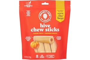 PROJECT HIVE ·PET COMPANY· XL Pumpkin Dental Treats for Dogs - 18.3 oz Ñ Healthy, Vegetarian, Natural Pumpkin and Honey, Vegetarian Dog Chews, Made in The USA (Chew Sticks, Large Breeds)-Clean Teeth and Freshens Breath
