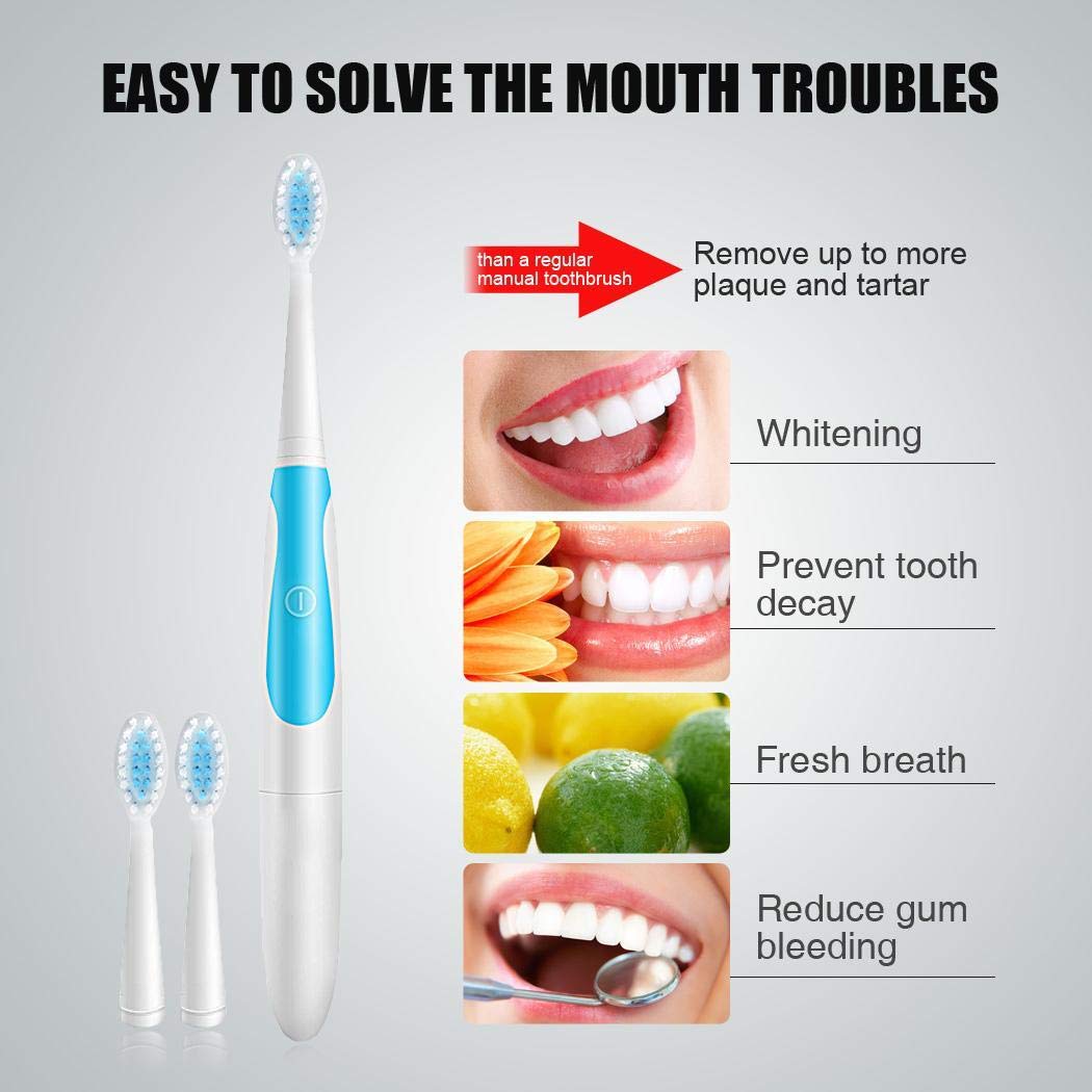 vobome Brosse à Dents électrique pour blanchir Les Dents avec 2 brosses supplémentaires Brosses à Dents électriques