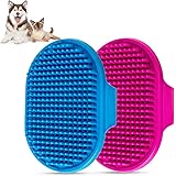 Dog Bath Brush , Aoche Pet Bath Comb Brush Soothing Massage Rubber Comb 2pcs with Adjustable Ring Handle for Long Short Haire