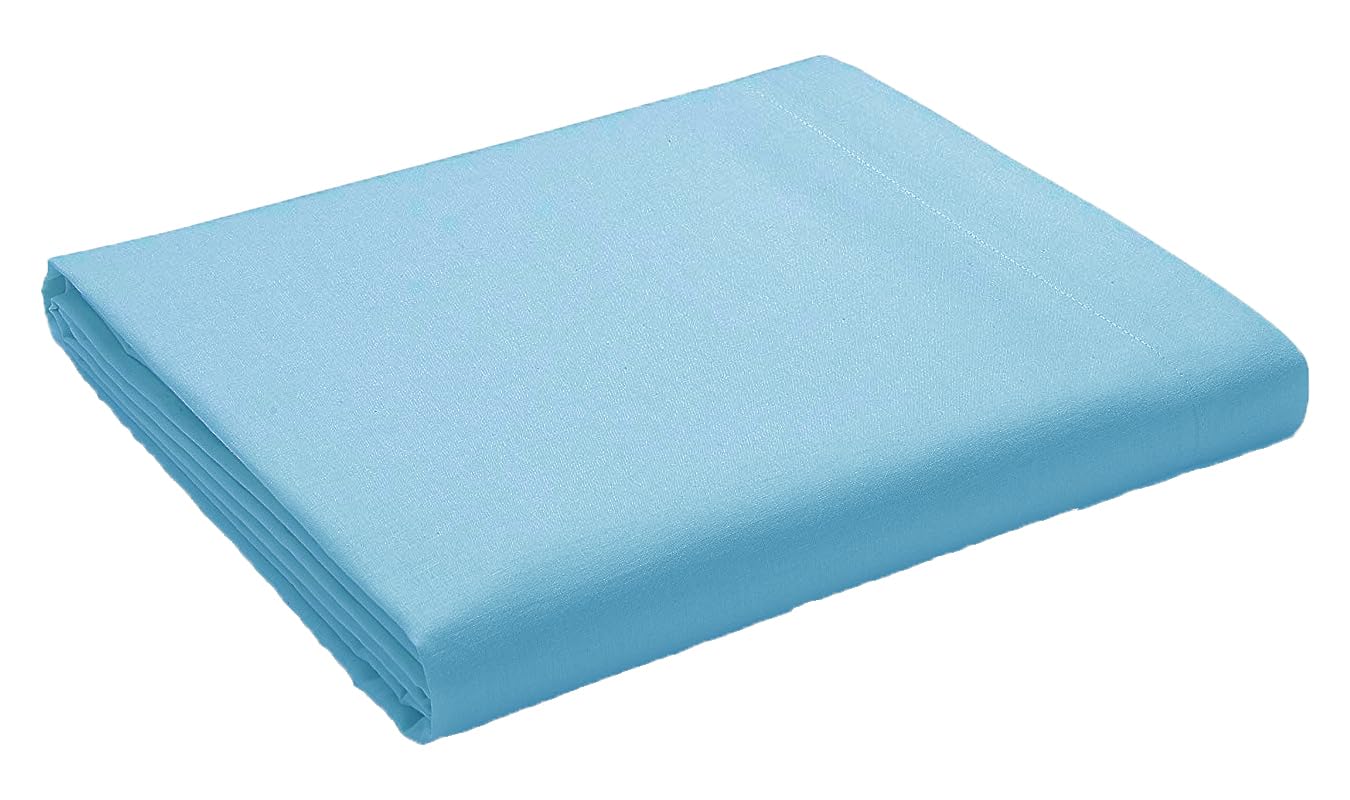 AmigoZone Cotton Percale Easy Care Polycotton Flat Sheet (Mid Blue, Super King)