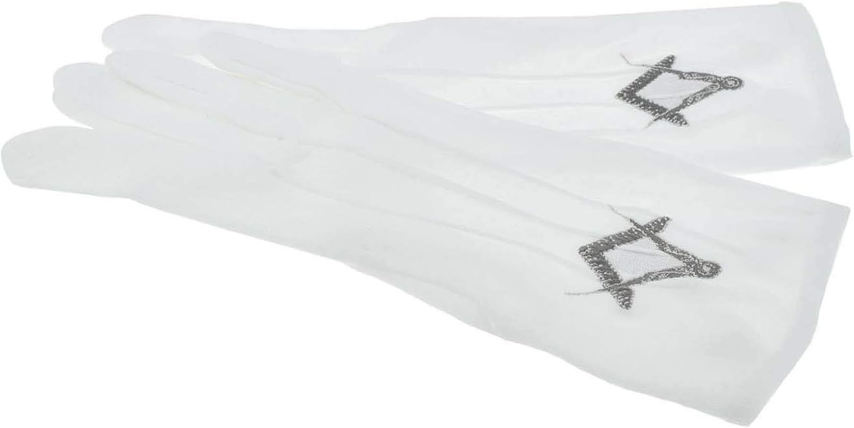 GTR Prestige GiftwareOne Size White Cotton Gloves with Embroidered Silver Masonic Design XLFG010