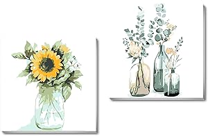 cupmod 2 Pack Framed Paint by Numbers Kit,Easy DIY Acrylic Flower Watercolor Paint by Numbers Kits on Canvas,Paint by Number for Adults Beginners for Home Wall Decor (8x8inch)