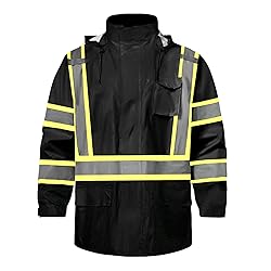 SKSAFETY Hi Vis Reflective Work Rain Jacket for Men
