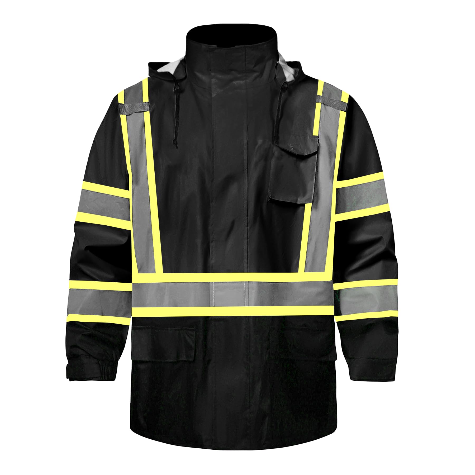 SKSAFETY Hi Vis Reflective Work Rain Jacket for Men