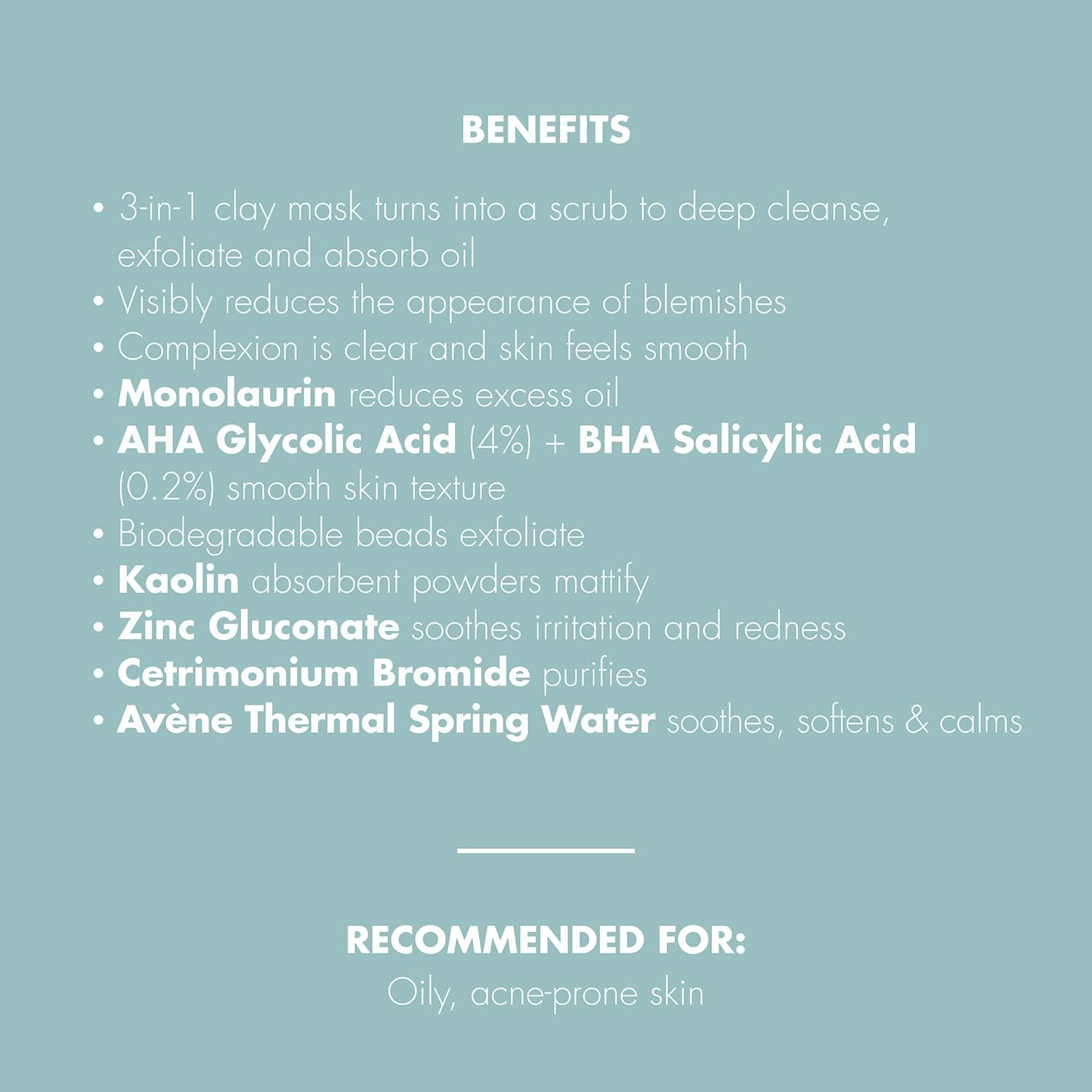 Avene Cleanance Mask, Women, Anti-Acne, Removes Impurities, for Oily Skin Type for All Skin Tones Paraben Free, 50ml - Image 4
