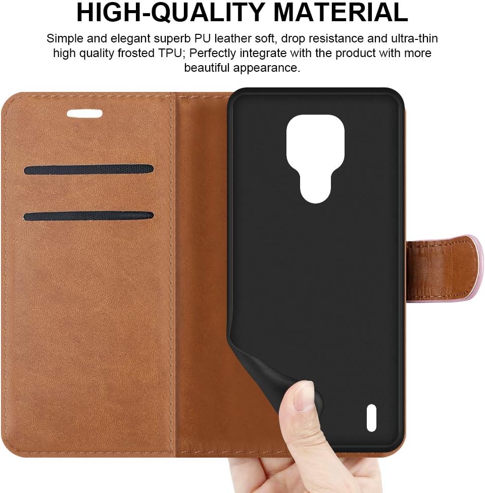 iCatchy For Motorola Moto E7 (2020) Case Leather Wallet Book Flip Folio Stand View Cover with Card Slots Compatible with Motorola Moto E7 (6.5'') Phone Cover (Rose Gold) - Image 3
