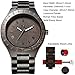 Wooden Watches, Ebony Wood Watch Mens Analog Quartz Lightweight Wooden Wrist Watch with Luminous Pointers