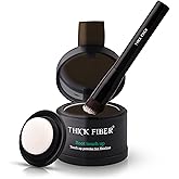 THICK FIBER Root Touch Up &amp; Hairline Powder with Brush (Deep Dark Brown) 4g | Covers Grey Roots &amp; Thinning Hair - Water &amp; Sweat Resistant - Hair Loss Concealer for Women, Bald Spots &amp; Root Coverage