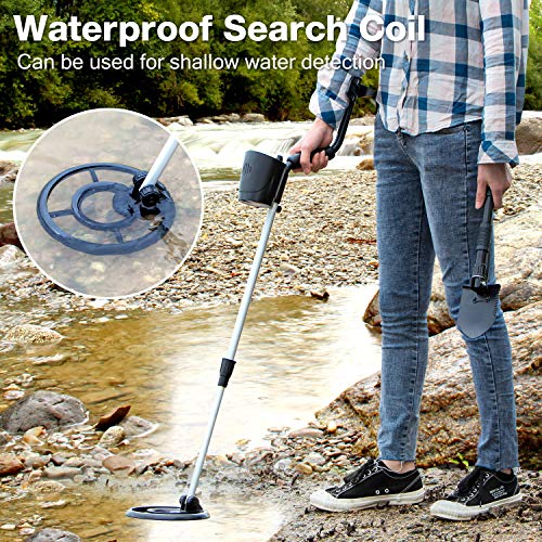 URCERI Metal Detector Waterproof Professional Gold Finder Ultimate Treasure Hunter with Pinpoint Function, Submersible Search Coil & Folding Shovel Included easy for Kids and Adults