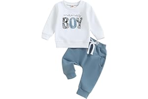 SEJARDIN Toddler Baby Boy Clothes Mamas Boy Fall Winter Outfit Long Sleeve Letter Sweatshirt Plaid Jogger Pants Newborn Set