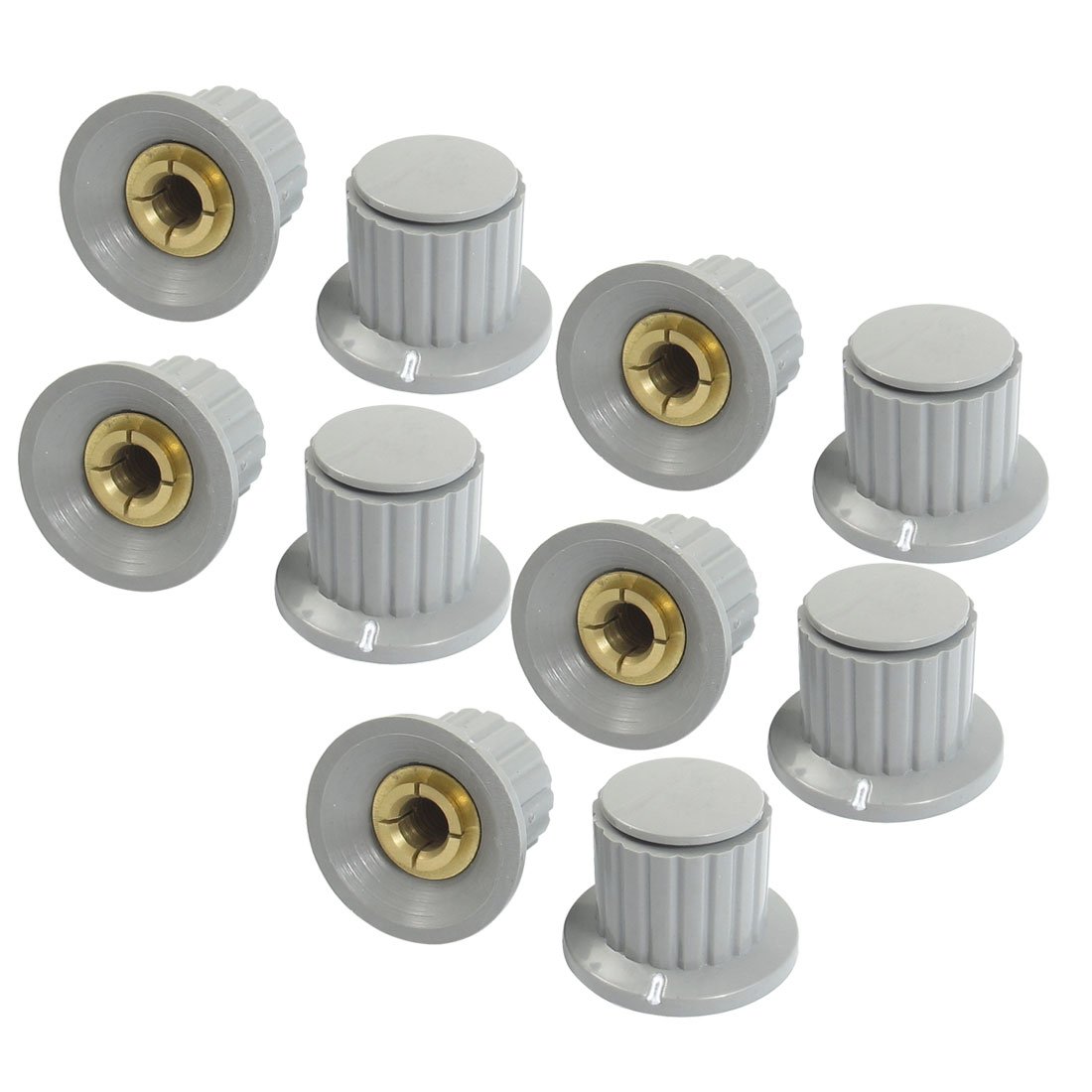 sourcingmap 10 Pcs 6mm Shaft Insert Dia Brass Tone Core Potentiometer Control Knobs 20mm Height