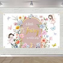 Amazon.com: AIBIIN Fairy Baby Shower Banner Backdrop A Little ...