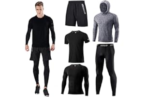 Men's Sports Running Set (Pack of 4 or 5) Athletic Shirt+Short/Compression Shirt+Pants with Coat Tracksuit Gym Suits