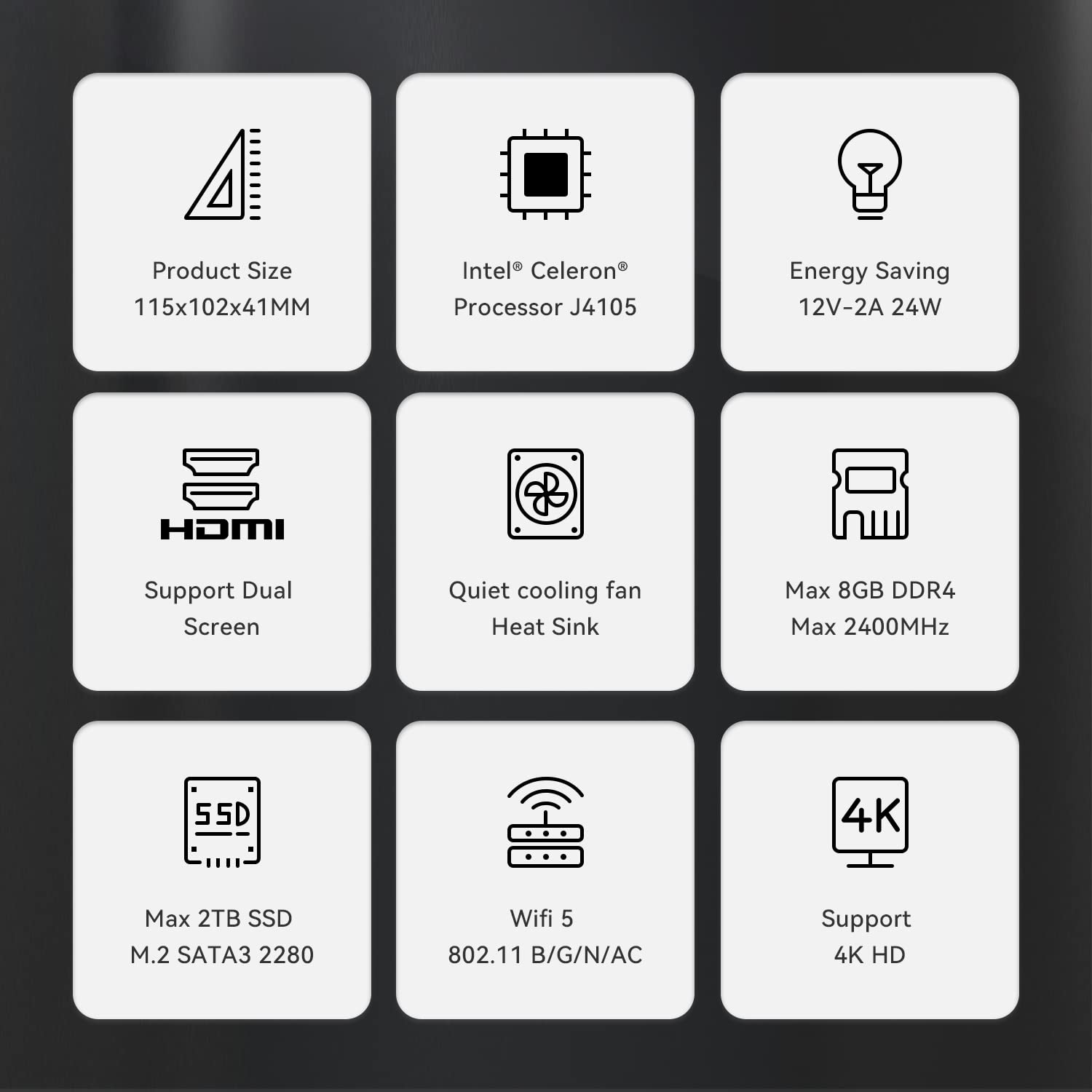 Beelink GK35 Mini PC, Intel Celeron J4105 4Core(Up to 2.5GHz), 8GB DDR4 128GB SSD Mini Desktop Computer, Small Computers Dual HDMI 4K@60Hz/BT4.0/WiFi 5/Gigabit Ethernet for Home